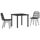 Garden Dining Set 3 pcs Black Powder-Coated Steel - Front View