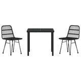 Garden Dining Set 3 pcs Black Powder-Coated Steel