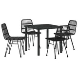 Garden Dining Set 5 pcs Black Powder-Coated Steel - Front View