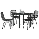 Garden Dining Set 5 pcs Black Powder-Coated Steel