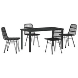 Garden Dining Set 5 pcs Black Powder-Coated Steel