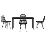 Garden Dining Set 5 pcs Black Powder-Coated Steel