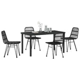 Garden Dining Set 5 pcs Black Powder-Coated Steel - Side View
