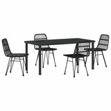 Garden Dining Set 5 pcs Black Powder-Coated Steel - Front View