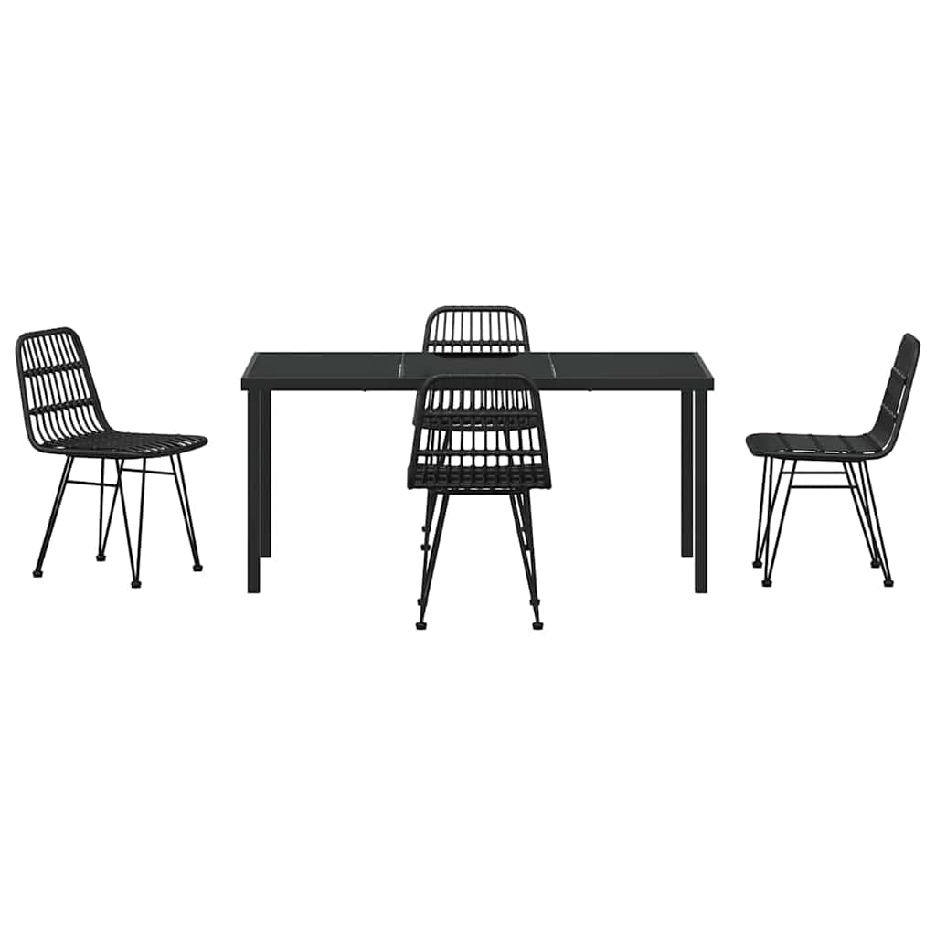 Garden Dining Set 5 pcs Black Powder-Coated Steel