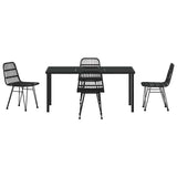 Garden Dining Set 5 pcs Black Powder-Coated Steel