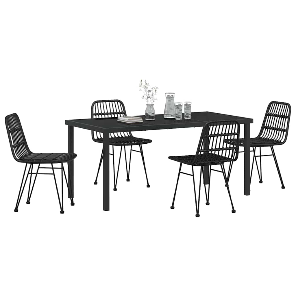 Garden Dining Set 5 pcs Black Powder-Coated Steel