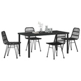 Garden Dining Set 5 pcs Black Powder-Coated Steel - Side View