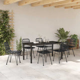 Garden Dining Set 7 pcs Black Powder-Coated Steel - Top-Down View
