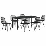 Garden Dining Set 7 pcs Black Powder-Coated Steel