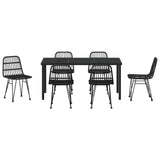 Garden Dining Set 7 pcs Black Powder-Coated Steel - Close-Up Angle