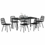 Garden Dining Set 7 pcs Black Powder-Coated Steel