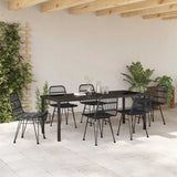 Garden Dining Set 7 pcs Black Powder-Coated Steel - Top-Down View