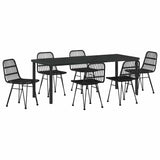 Garden Dining Set 7 pcs Black Powder-Coated Steel - Front View