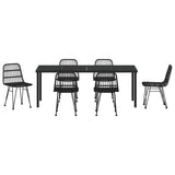 Garden Dining Set 7 pcs Black Powder-Coated Steel - Close-Up Angle