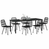 Garden Dining Set 7 pcs Black Powder-Coated Steel - Side View