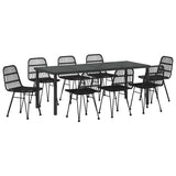 Garden Dining Set 9 pcs Black Powder-Coated Steel