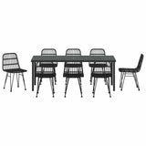 Garden Dining Set 9 pcs Black Powder-Coated Steel - Close-Up Angle