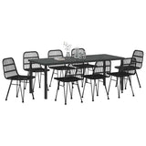 Garden Dining Set 9 pcs Black Powder-Coated Steel - Side View