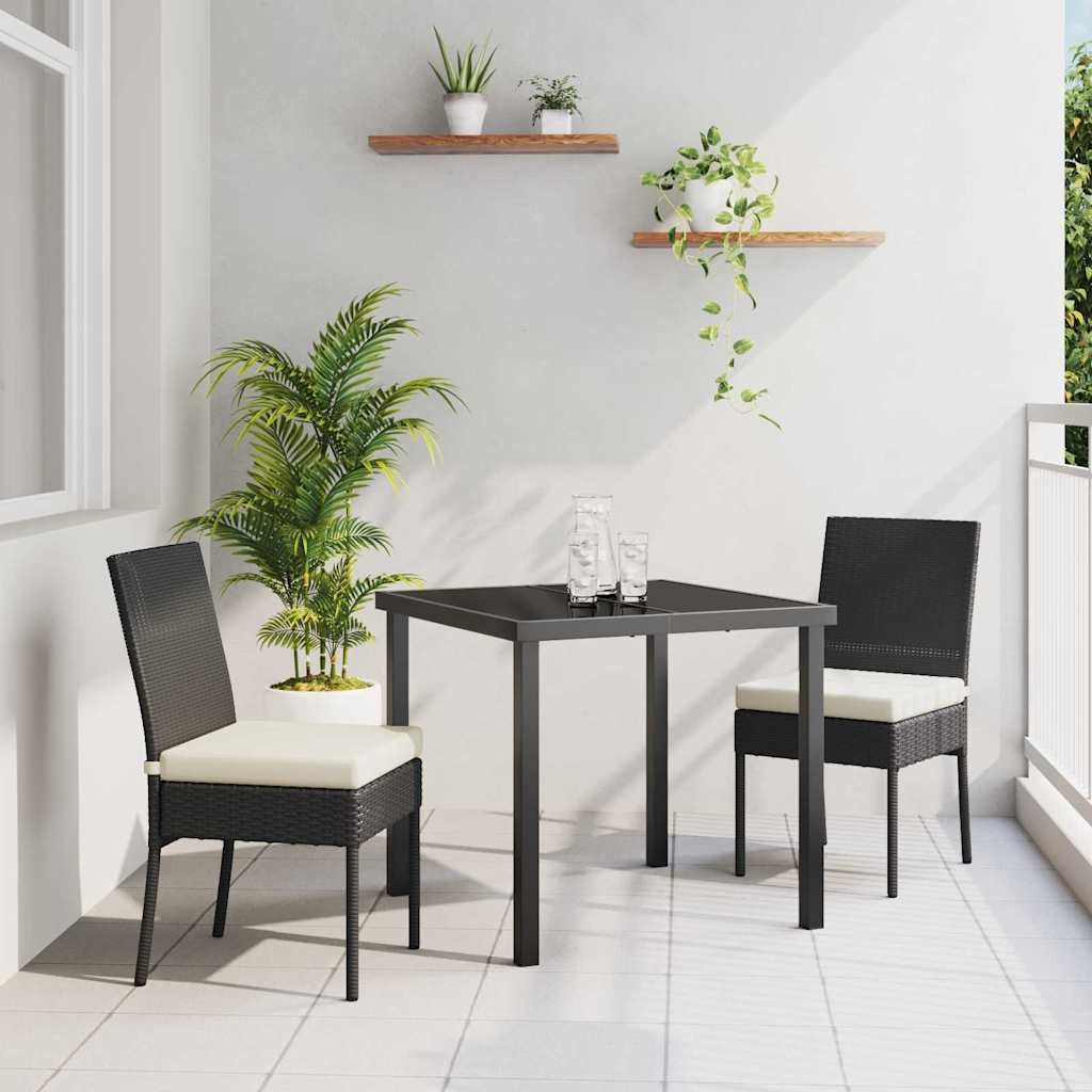 Garden Dining Set 3 pcs Black Powder-Coated Steel