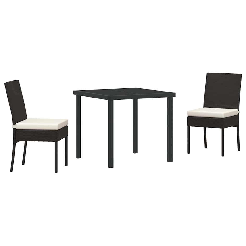 Garden Dining Set 3 pcs Black Powder-Coated Steel