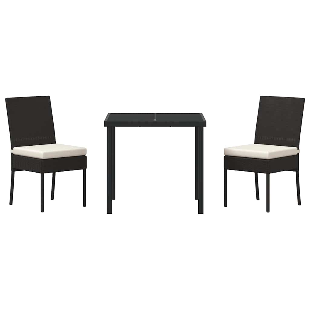 Garden Dining Set 3 pcs Black Powder-Coated Steel