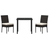 Garden Dining Set 3 pcs Black Powder-Coated Steel - Close-Up Angle