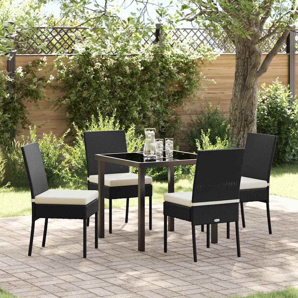 Garden Dining Set 5 pcs Black Powder-Coated Steel