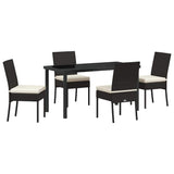 Garden Dining Set 5 pcs Black Powder-Coated Steel - Front View