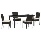 Garden Dining Set 5 pcs Black Powder-Coated Steel - Front View