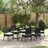 Garden Dining Set 7 pcs Black Powder-Coated Steel