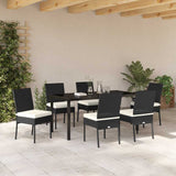 Garden Dining Set 7 pcs Black Powder-Coated Steel - Top-Down View