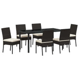 Garden Dining Set 7 pcs Black Powder-Coated Steel - Front View