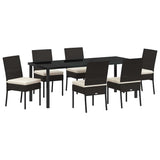 Garden Dining Set 7 pcs Black Powder-Coated Steel - Front View