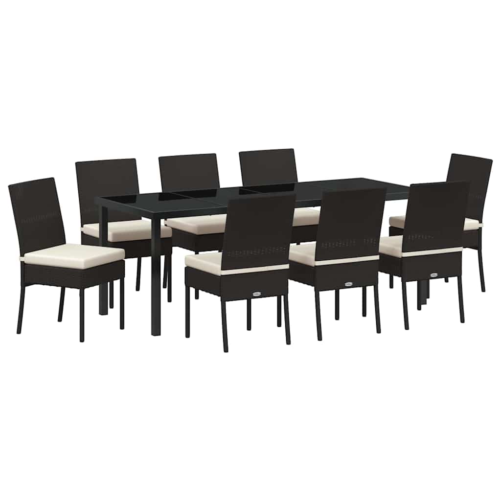 Garden Dining Set 9 pcs Black Powder-Coated Steel