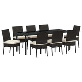 Garden Dining Set 9 pcs Black Powder-Coated Steel