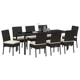Garden Dining Set 9 pcs Black Powder-Coated Steel - Side View