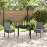 Garden Dining Set 3 pcs Grey Powder-Coated Steel - Top-Down View
