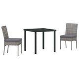 Garden Dining Set 3 pcs Grey Powder-Coated Steel