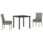 Garden Dining Set 3 pcs Grey Powder-Coated Steel