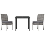 Garden Dining Set 3 pcs Grey Powder-Coated Steel