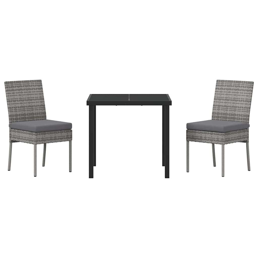 Garden Dining Set 3 pcs Grey Powder-Coated Steel