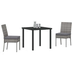 Garden Dining Set 3 pcs Grey Powder-Coated Steel