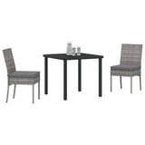 Garden Dining Set 3 pcs Grey Powder-Coated Steel - Side View