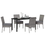 Garden Dining Set 5 pcs Grey Powder-Coated Steel - Side View
