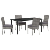 Garden Dining Set 5 pcs Grey Powder-Coated Steel - Front View