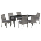 Garden Dining Set 7 pcs Grey Powder-Coated Steel - Front View