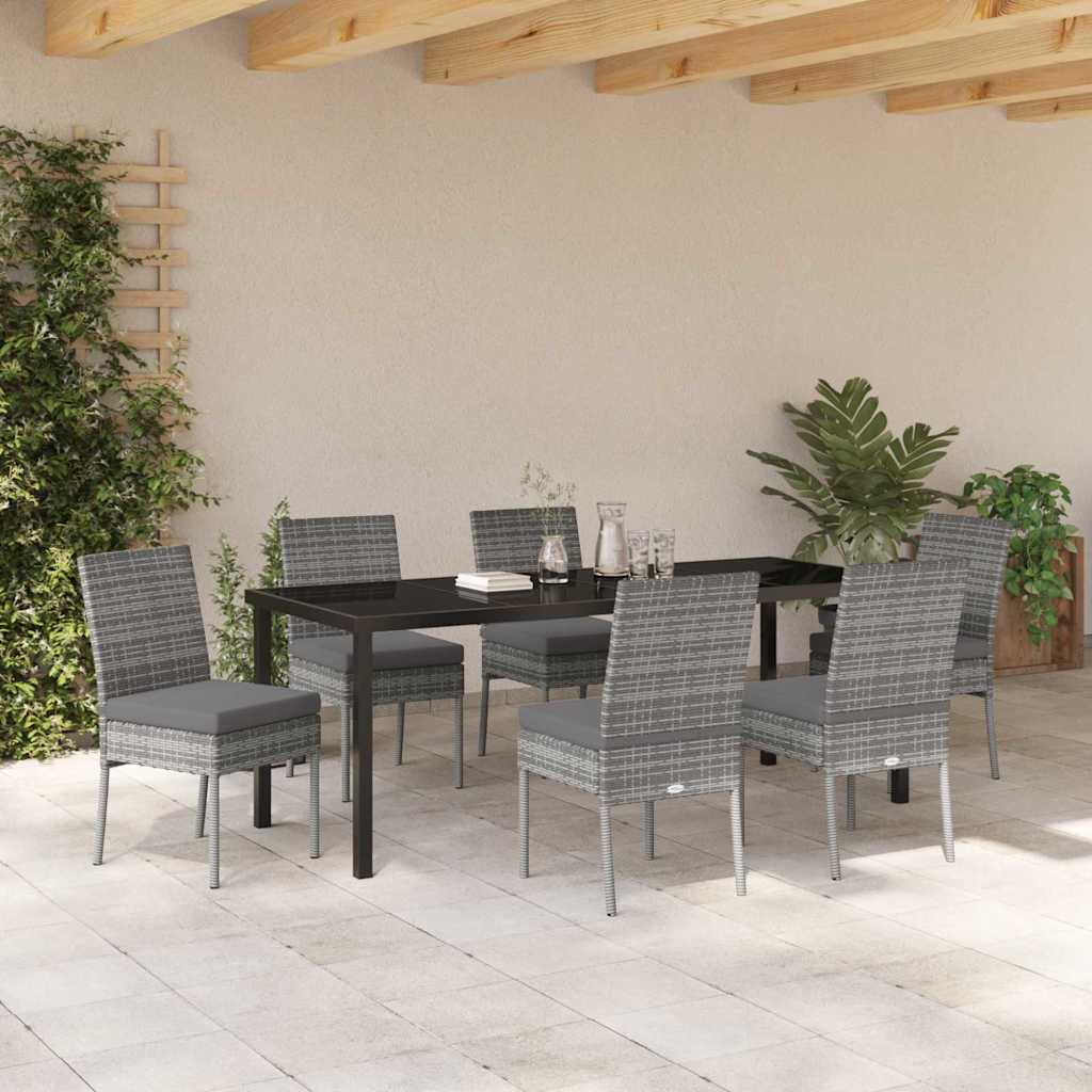 Garden Dining Set 7 pcs Grey Powder-Coated Steel
