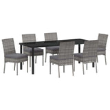 Garden Dining Set 7 pcs Grey Powder-Coated Steel - Front View