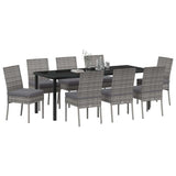 Garden Dining Set 9 pcs Grey Powder-Coated Steel - Side View